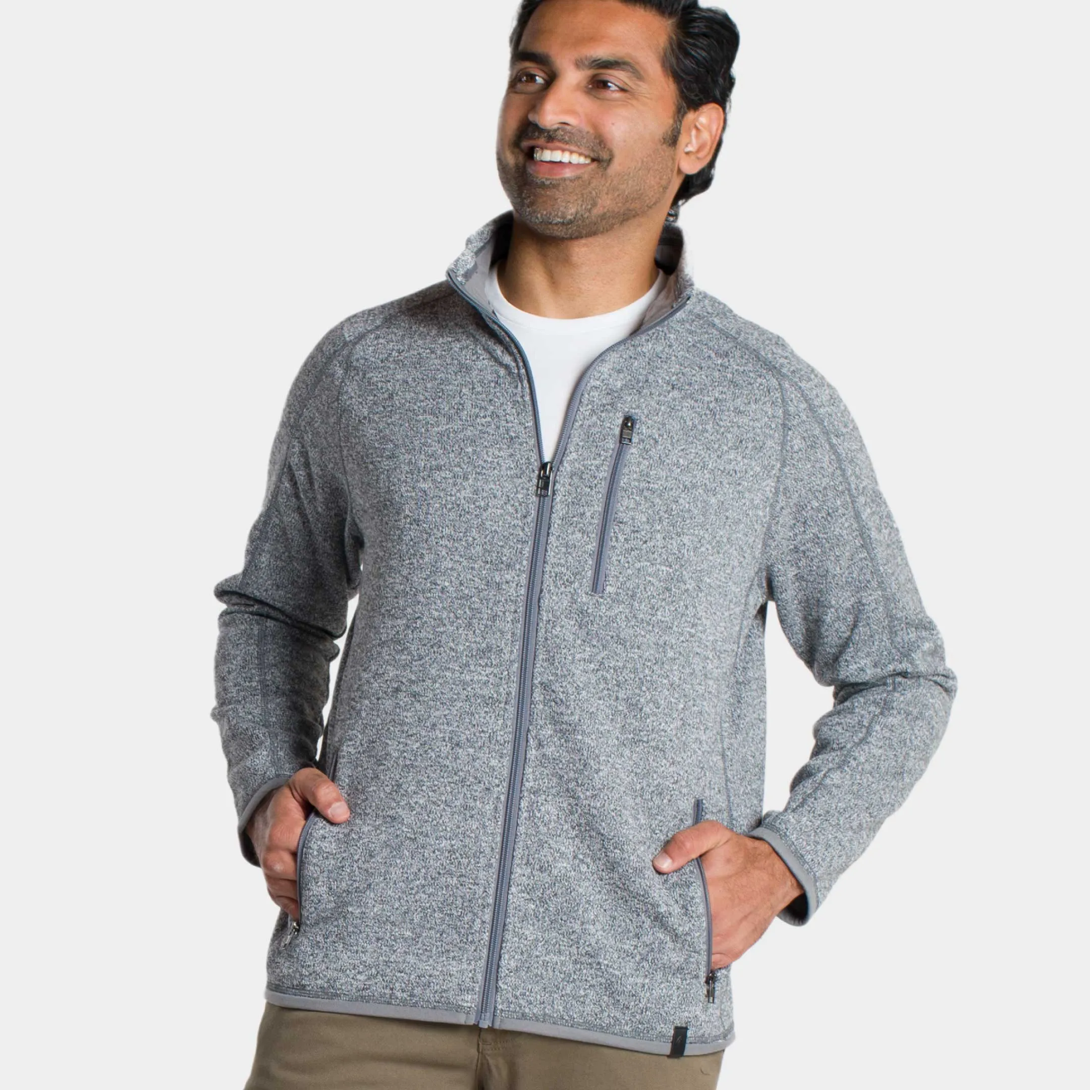 Heather Grey Full-Zip Fleece Jacket