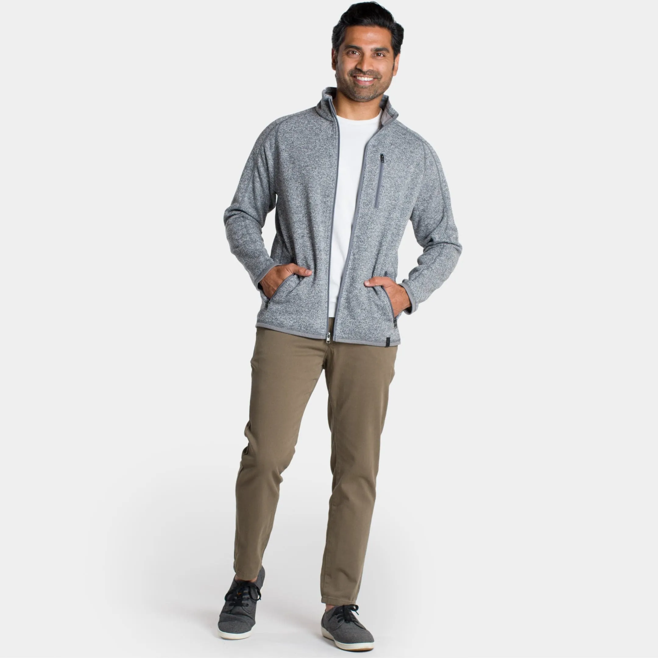 Heather Grey Full-Zip Fleece Jacket