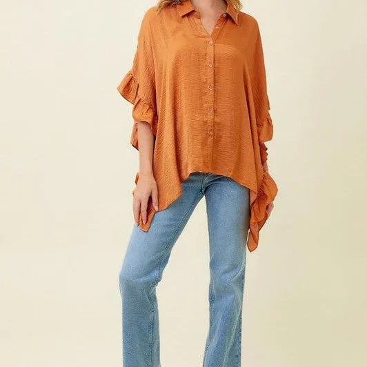 Hellen Draped Button Down Top