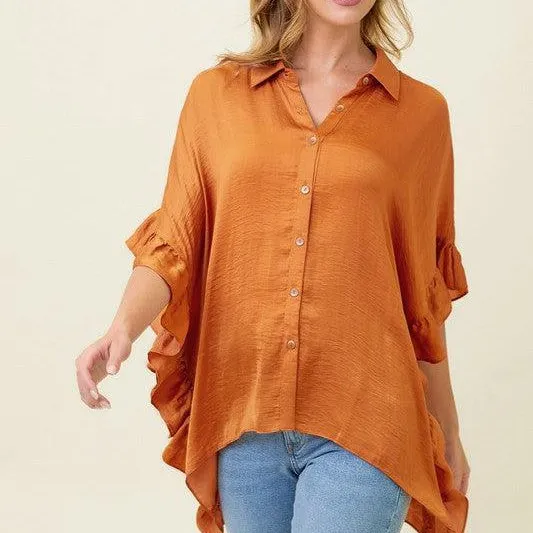 Hellen Draped Button Down Top