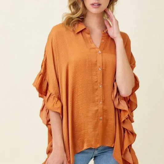 Hellen Draped Button Down Top