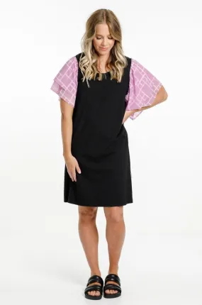 Home-Lee Lola Dress - Black/Pink Bloom Print