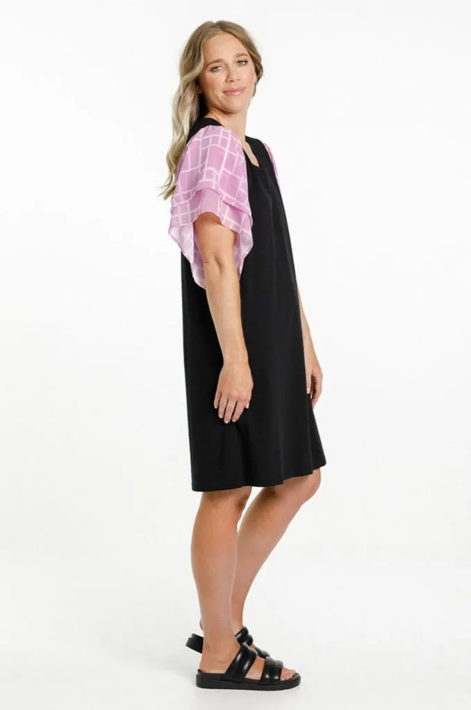 Home-Lee Lola Dress - Black/Pink Bloom Print