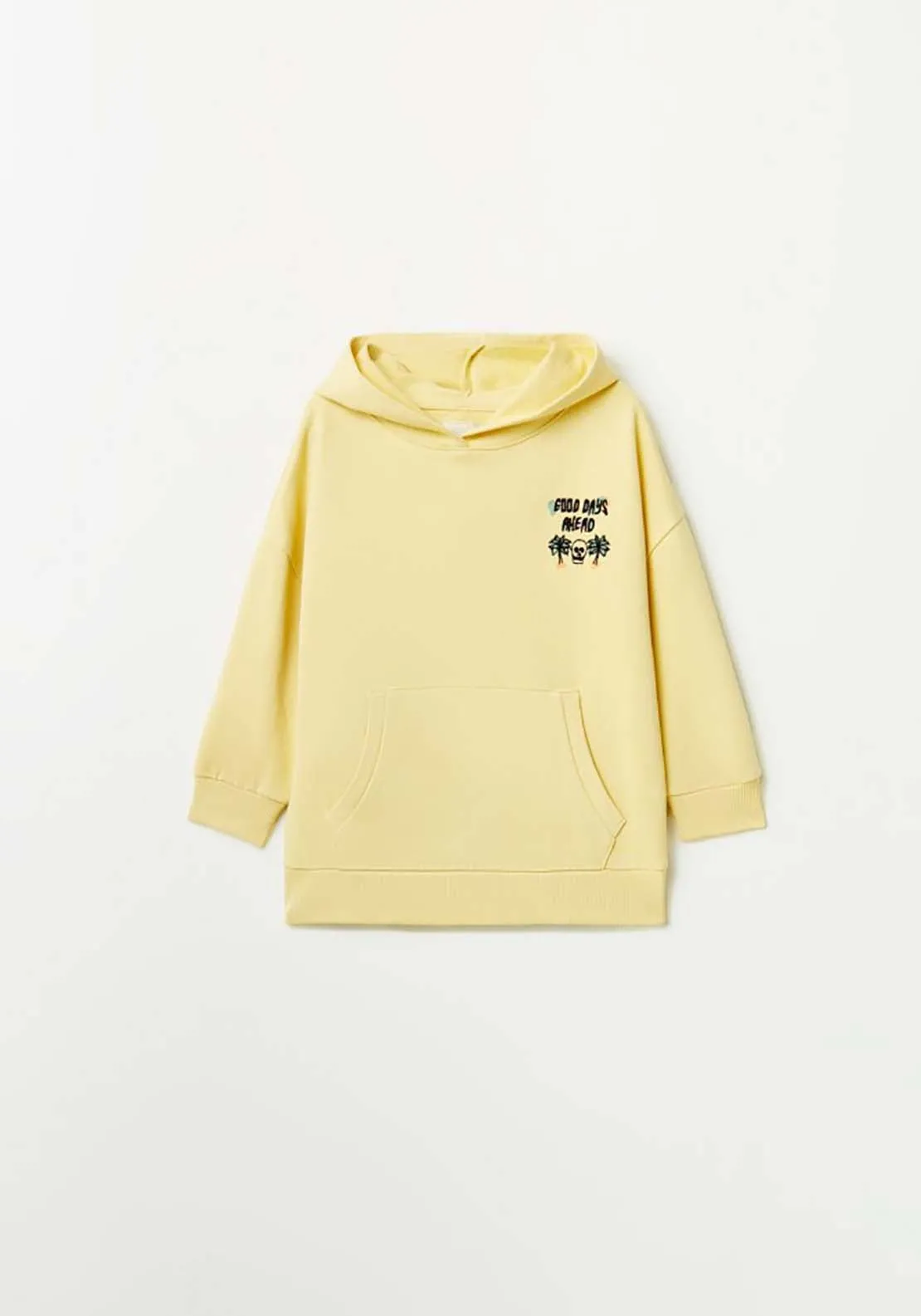 Hoodie With Back Print - Yellow