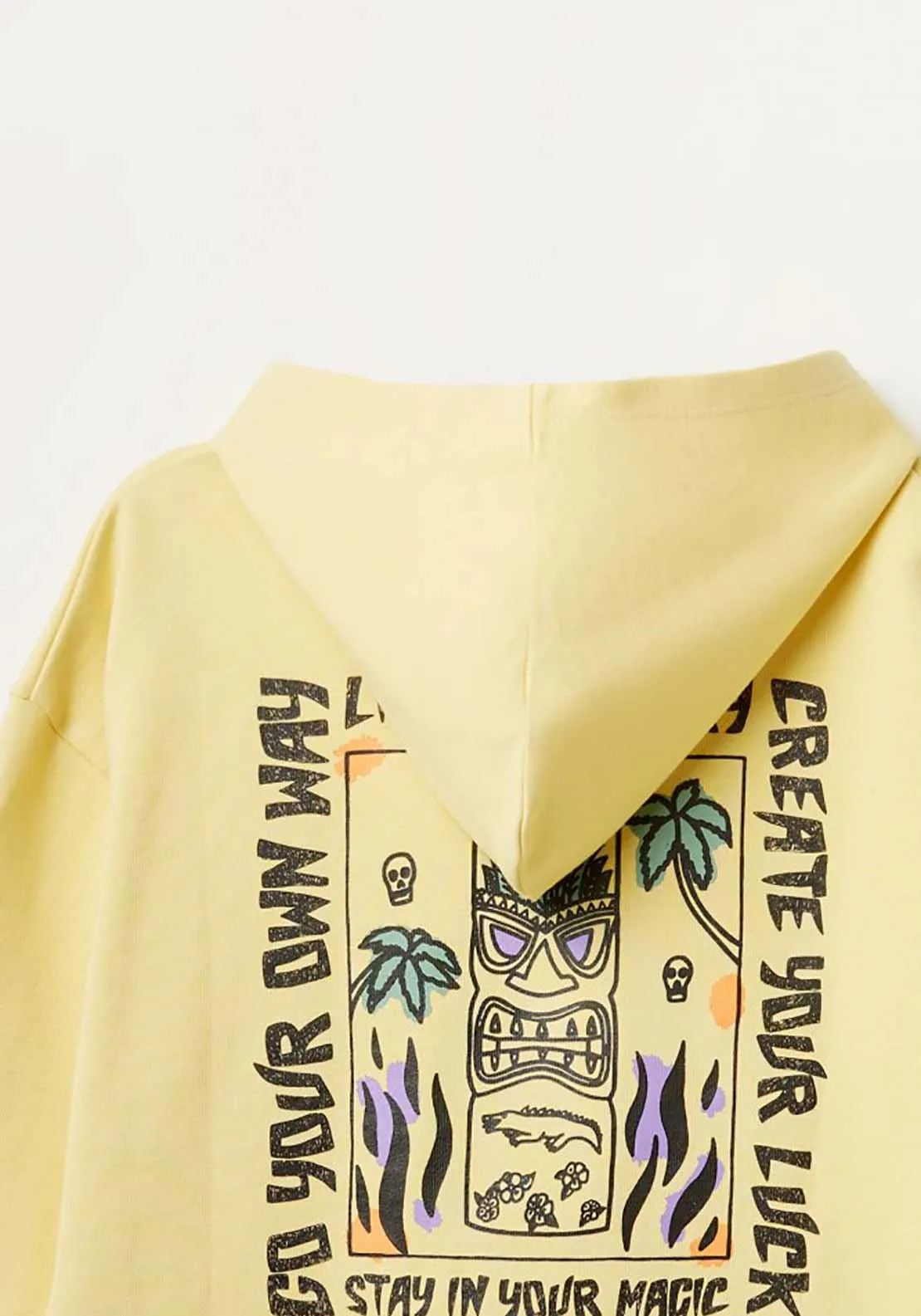 Hoodie With Back Print - Yellow