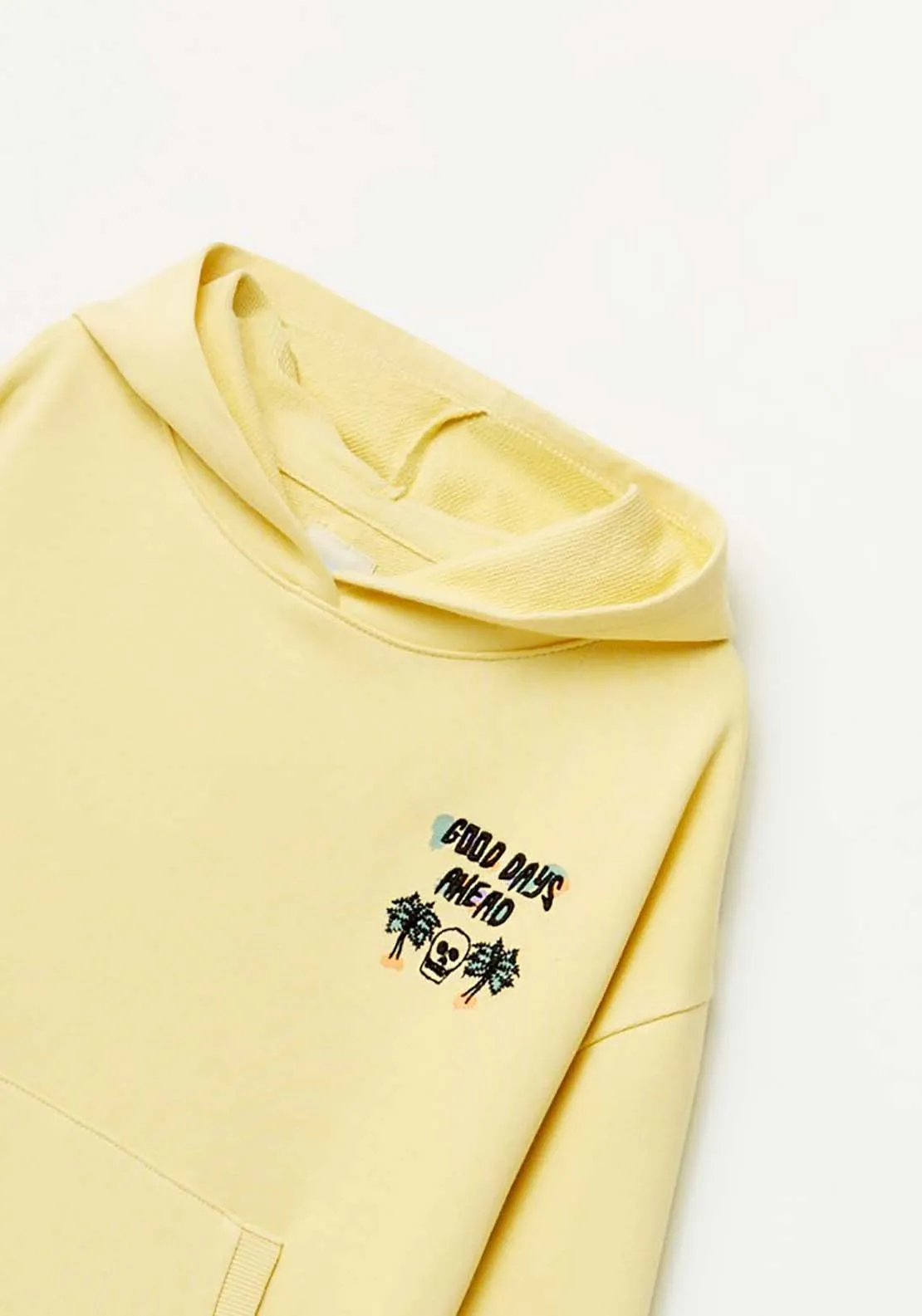 Hoodie With Back Print - Yellow