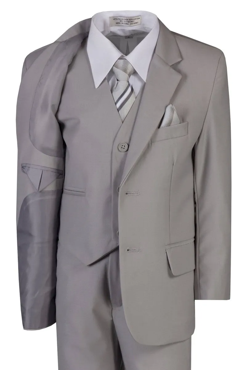 Husky Boys 6 Piece 2 Button Suit with Neck Tie and Pocket Square