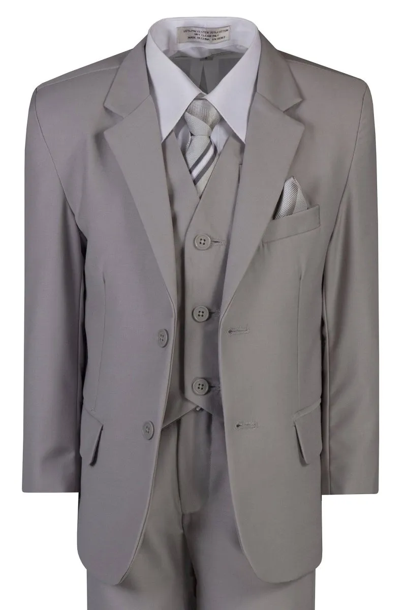 Husky Boys 6 Piece 2 Button Suit with Neck Tie and Pocket Square