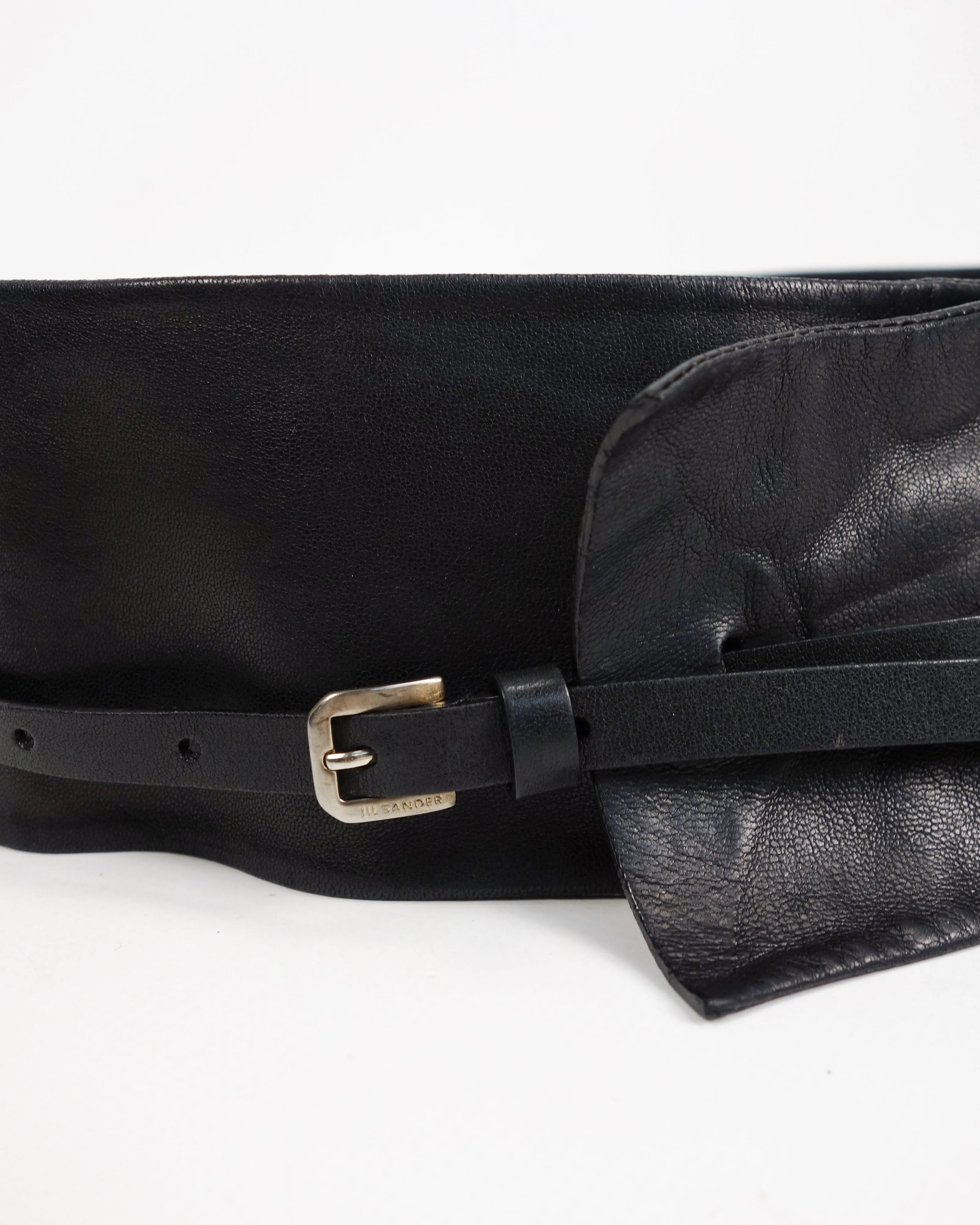 Jil Sander 2-Layer Black Soft Leather Belt 2000's