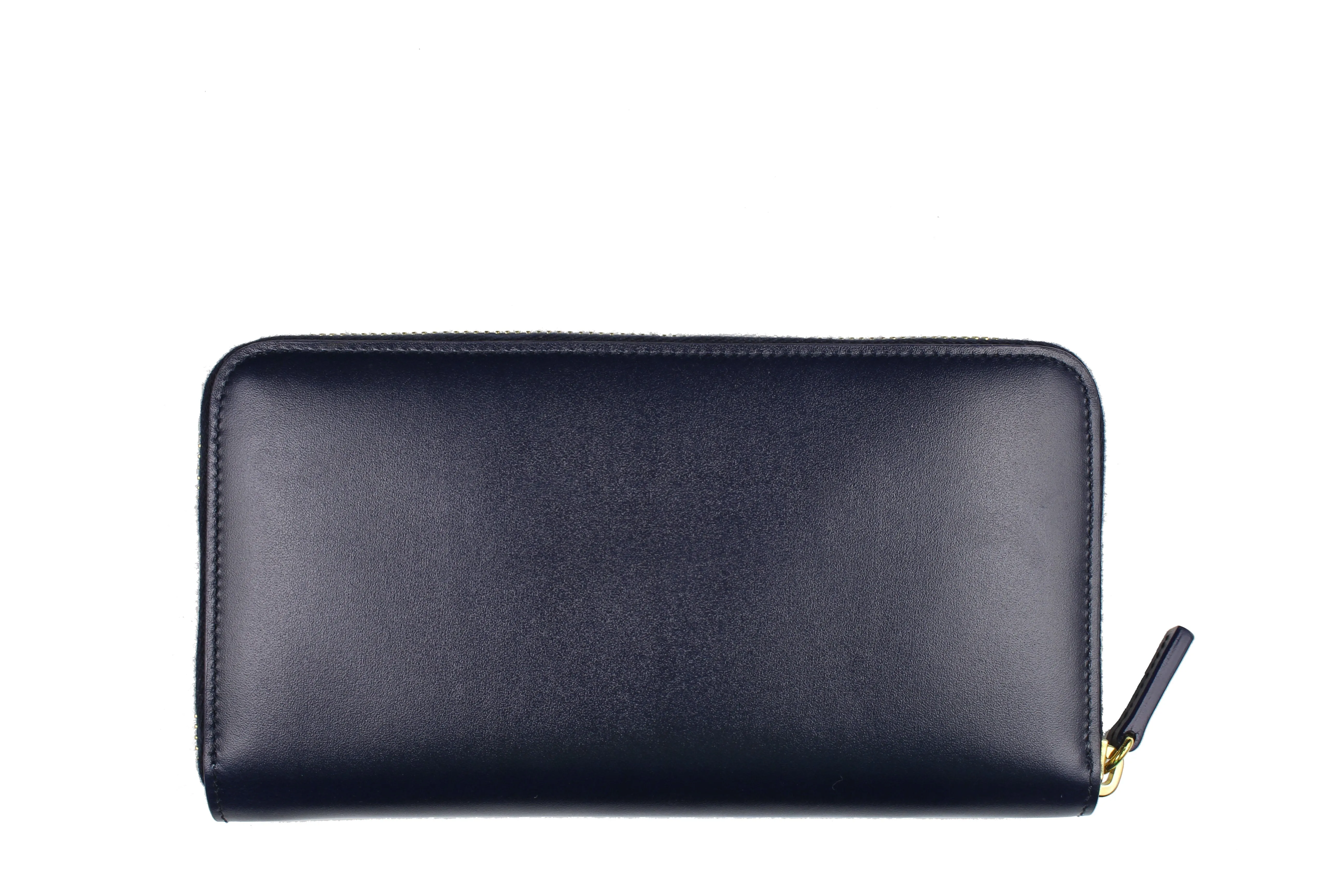 JIL SANDER classic zip-around dark blue leather wallet