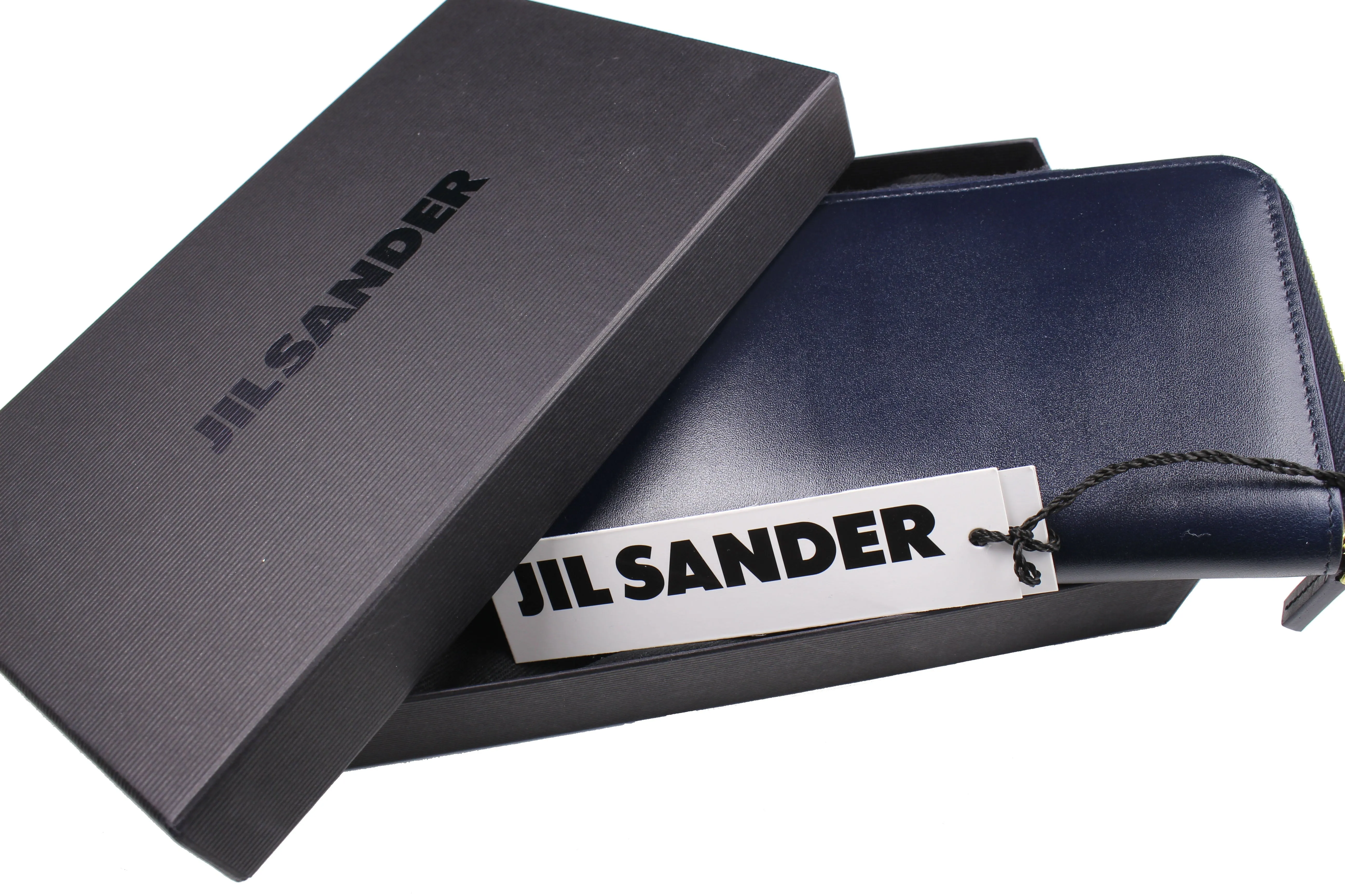 JIL SANDER classic zip-around dark blue leather wallet