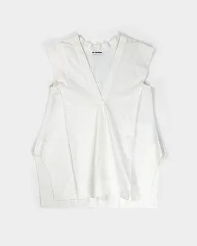 Jil Sander Iridescent White Pleated Top 2000's