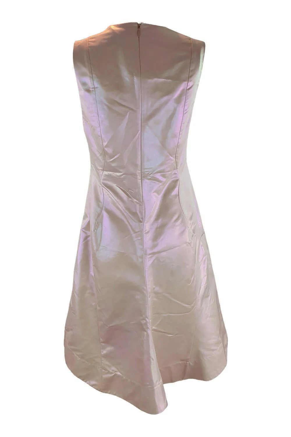 JIL SANDER Pale Pink Silk Mix Fit and Flare Dress (FR 36)