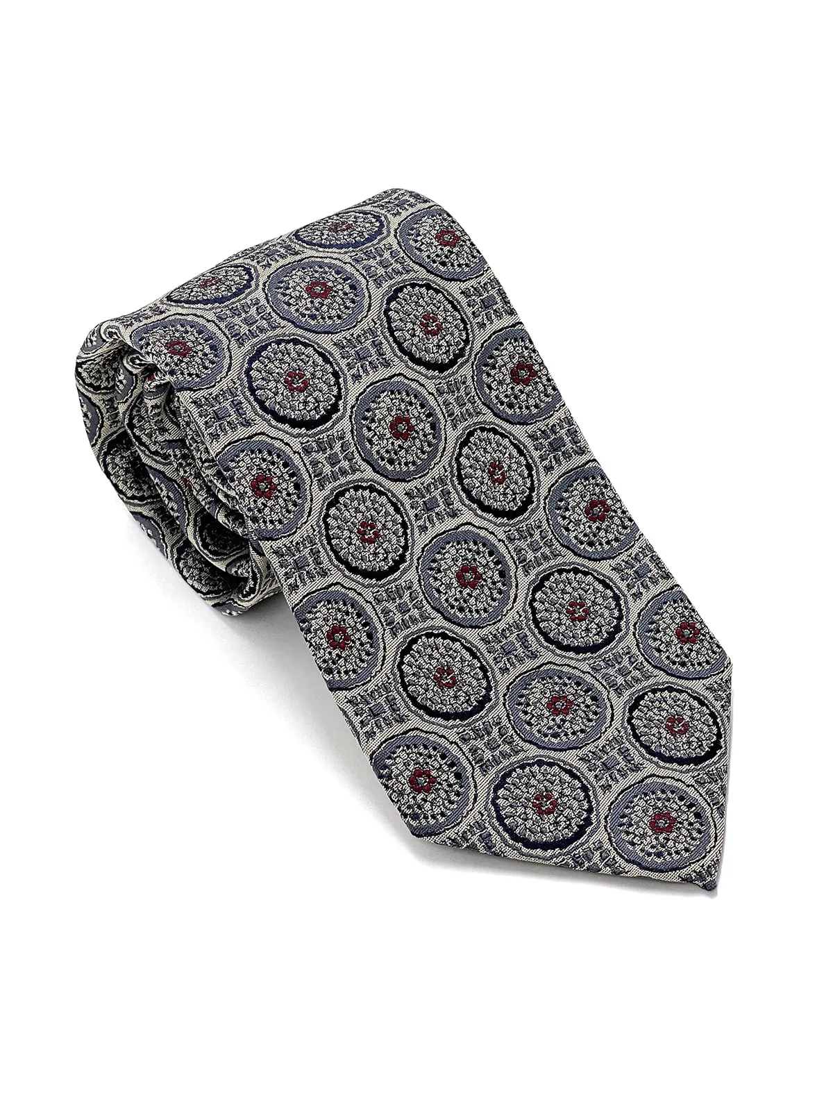 Light Metallic Jacquard with a Burgundy Highlight Tie