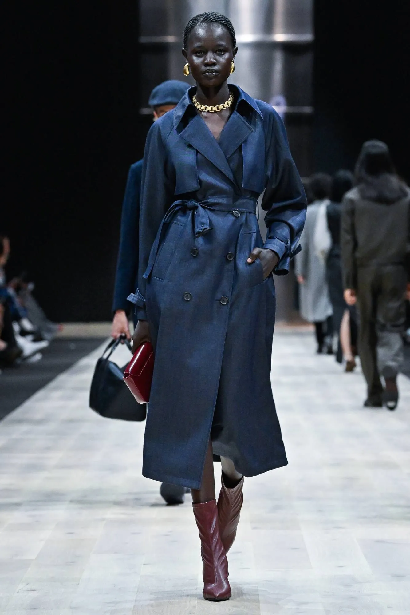 Denim Wool Gabardine Maddie Long Trench Coat with Optimal Style