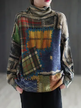 Here is an optimized title for the product:

Cozy Vintage-Inspired Ethnic Print Womens Pullover Sweater