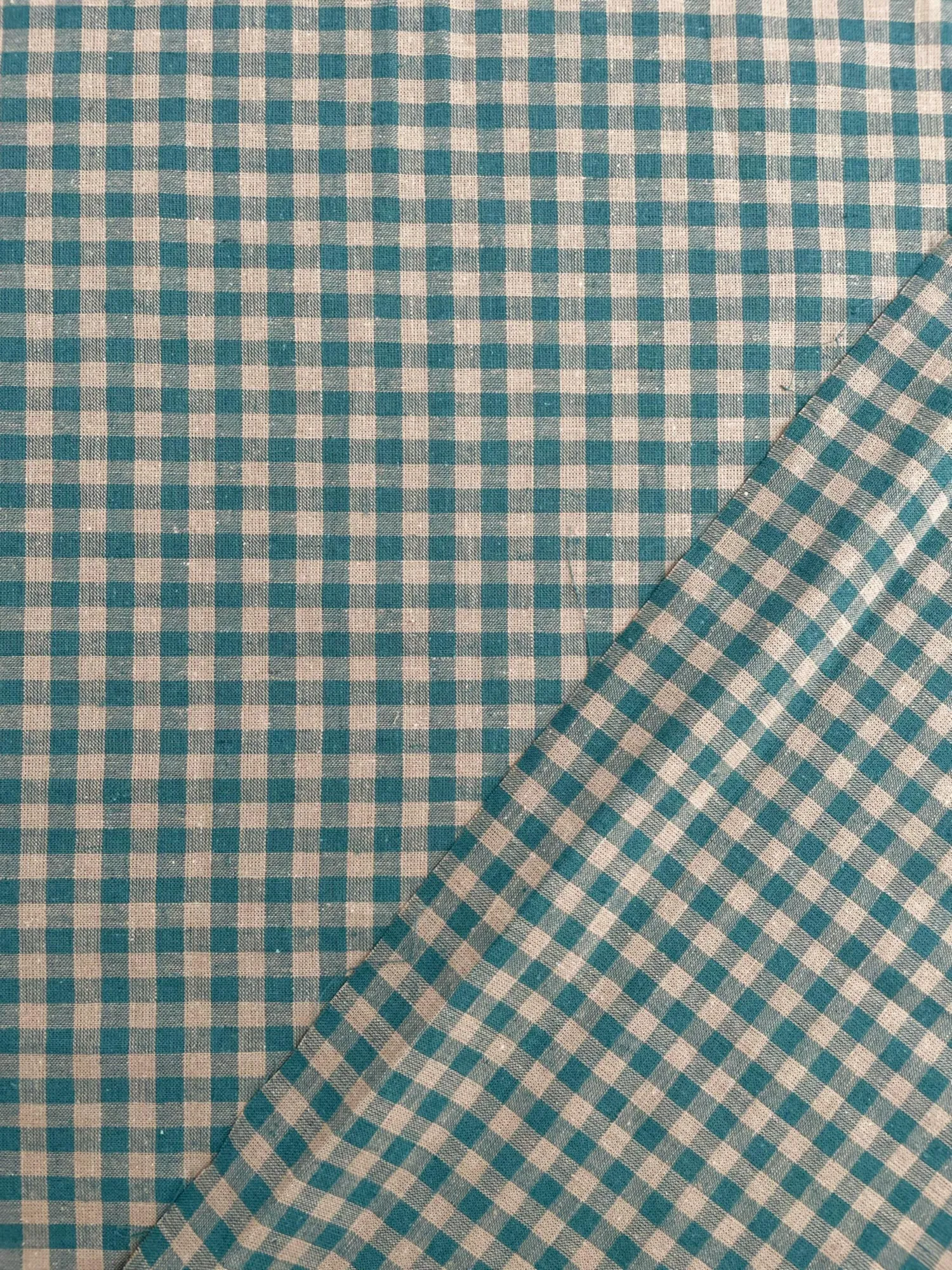 Maria Teal Linen Cotton Gingham Fabric