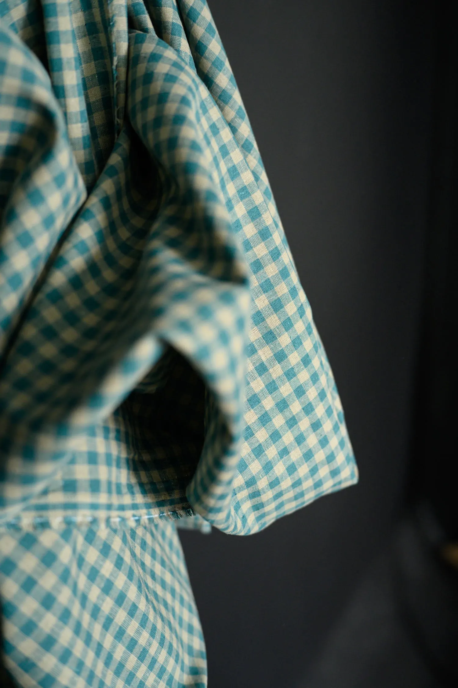 Maria Teal Linen Cotton Gingham Fabric