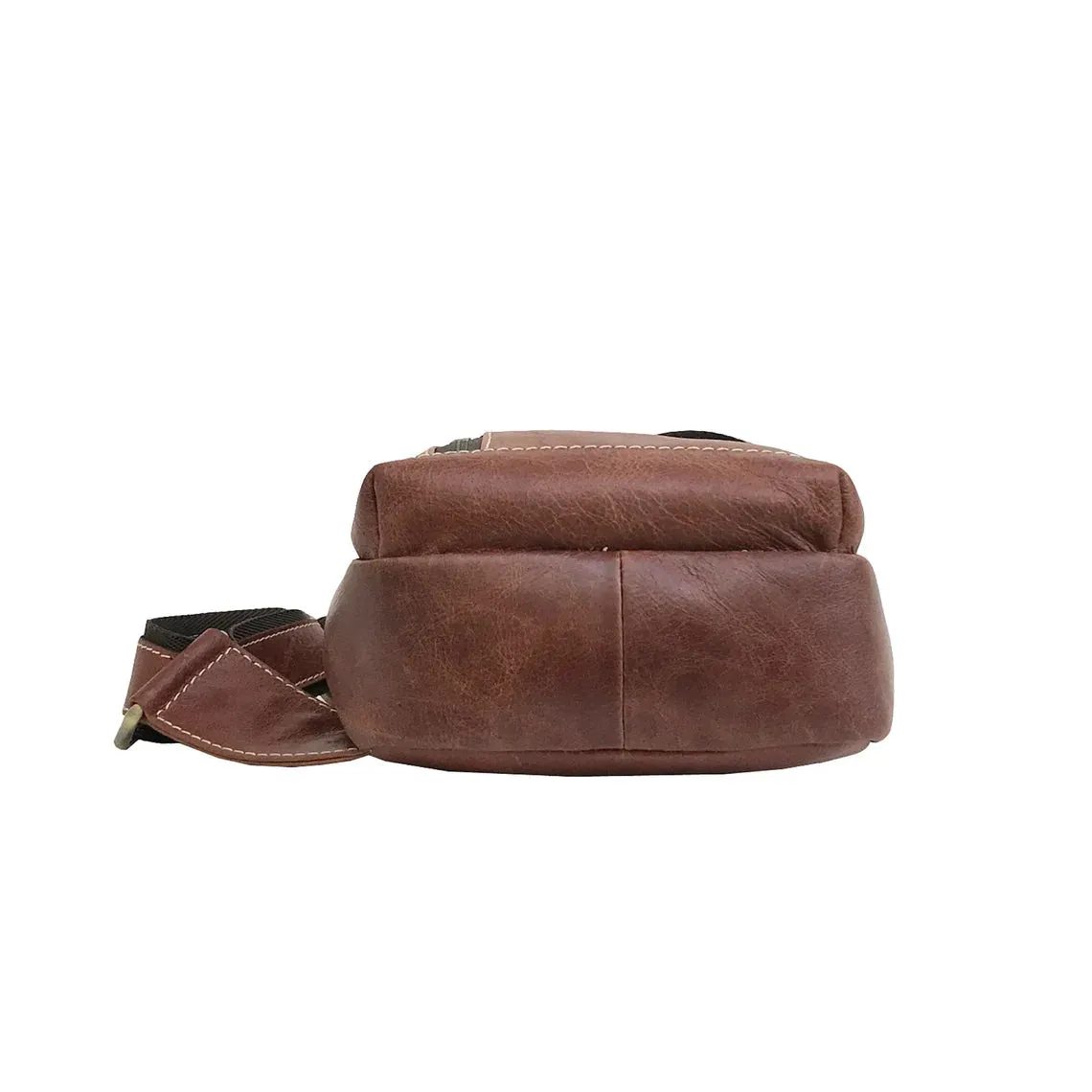 Modern Leather Chest Bag - Cognac Brown