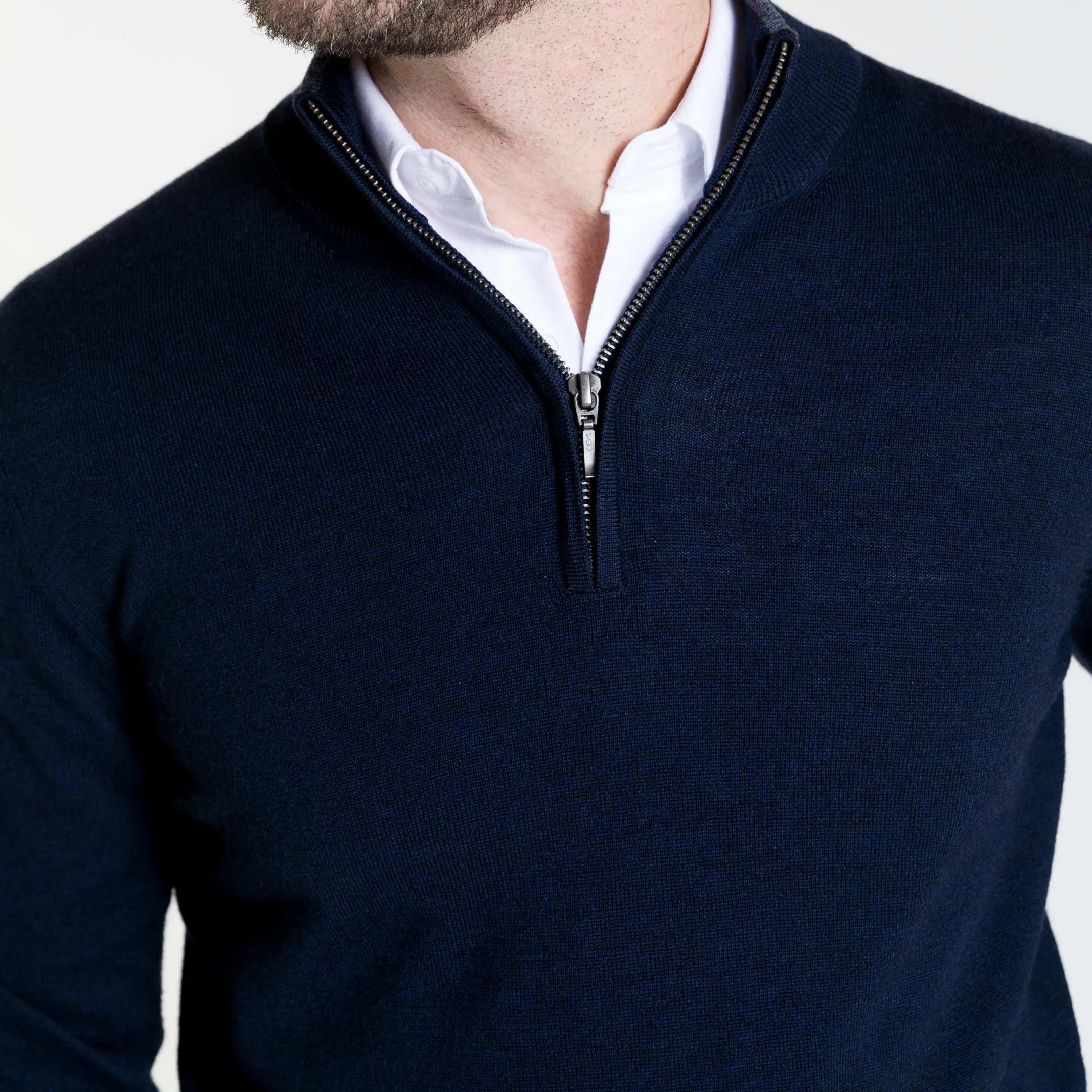 Navy Merino Quarter-Zip Sweater