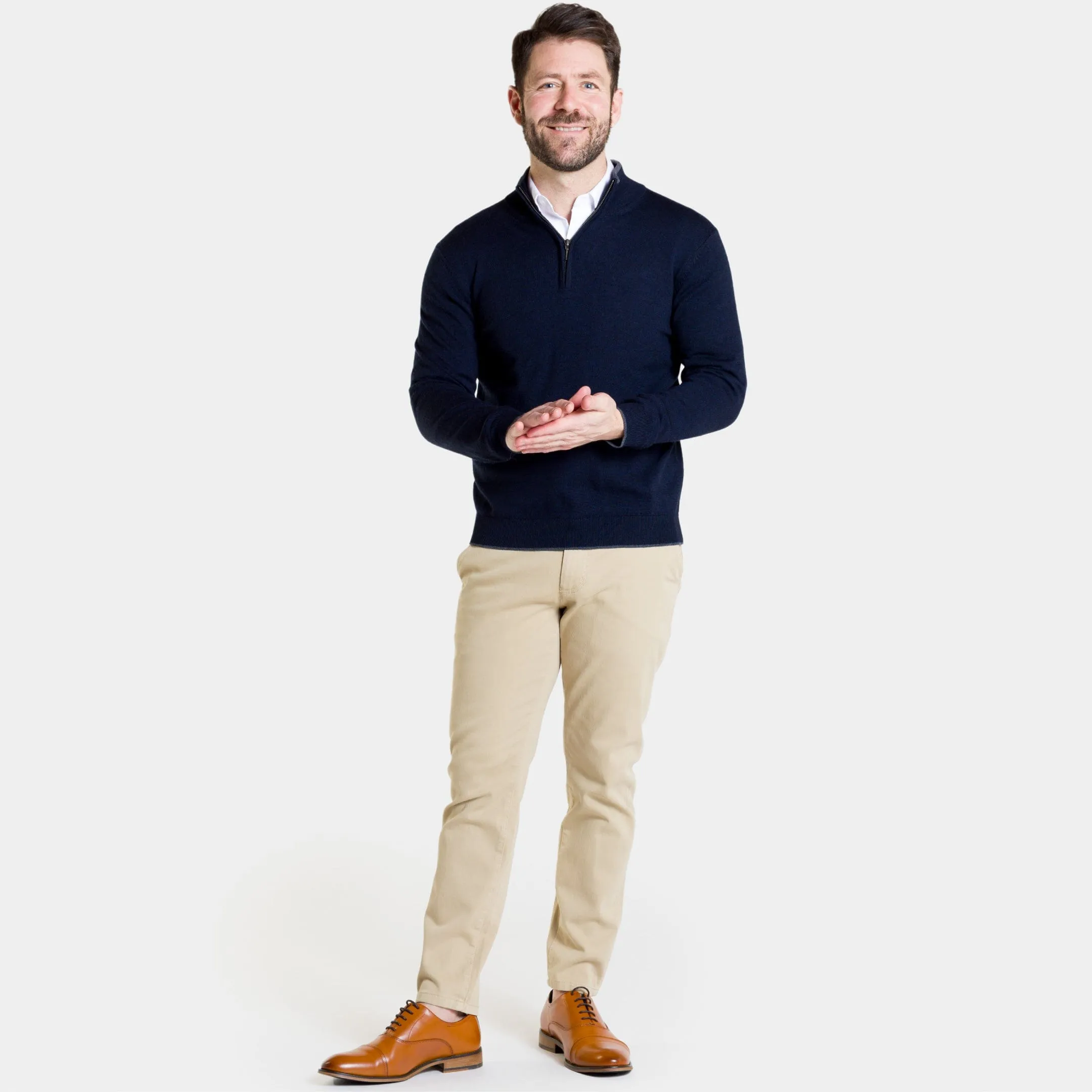 Navy Merino Quarter-Zip Sweater