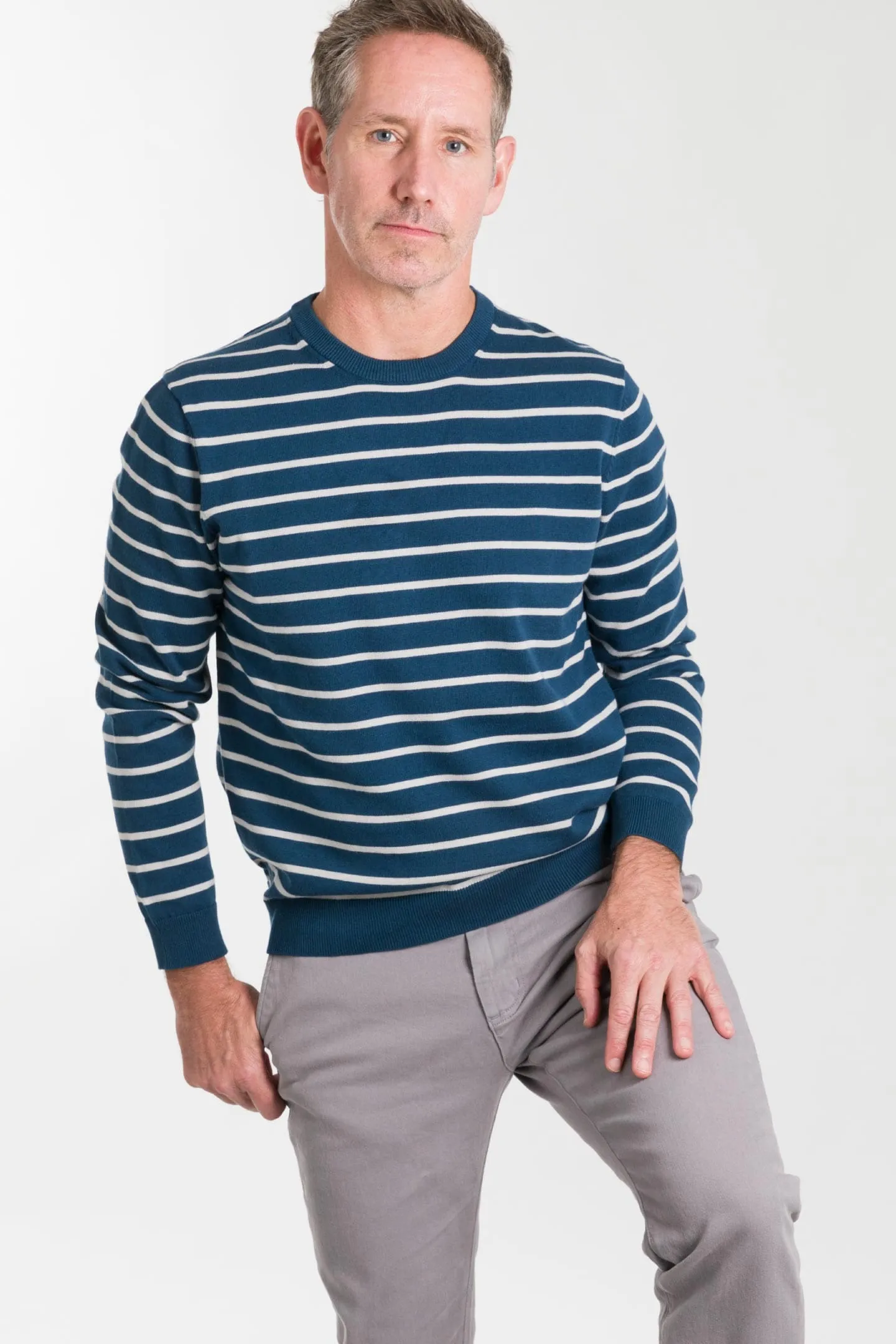 Navy Stripes Cotton Sweater