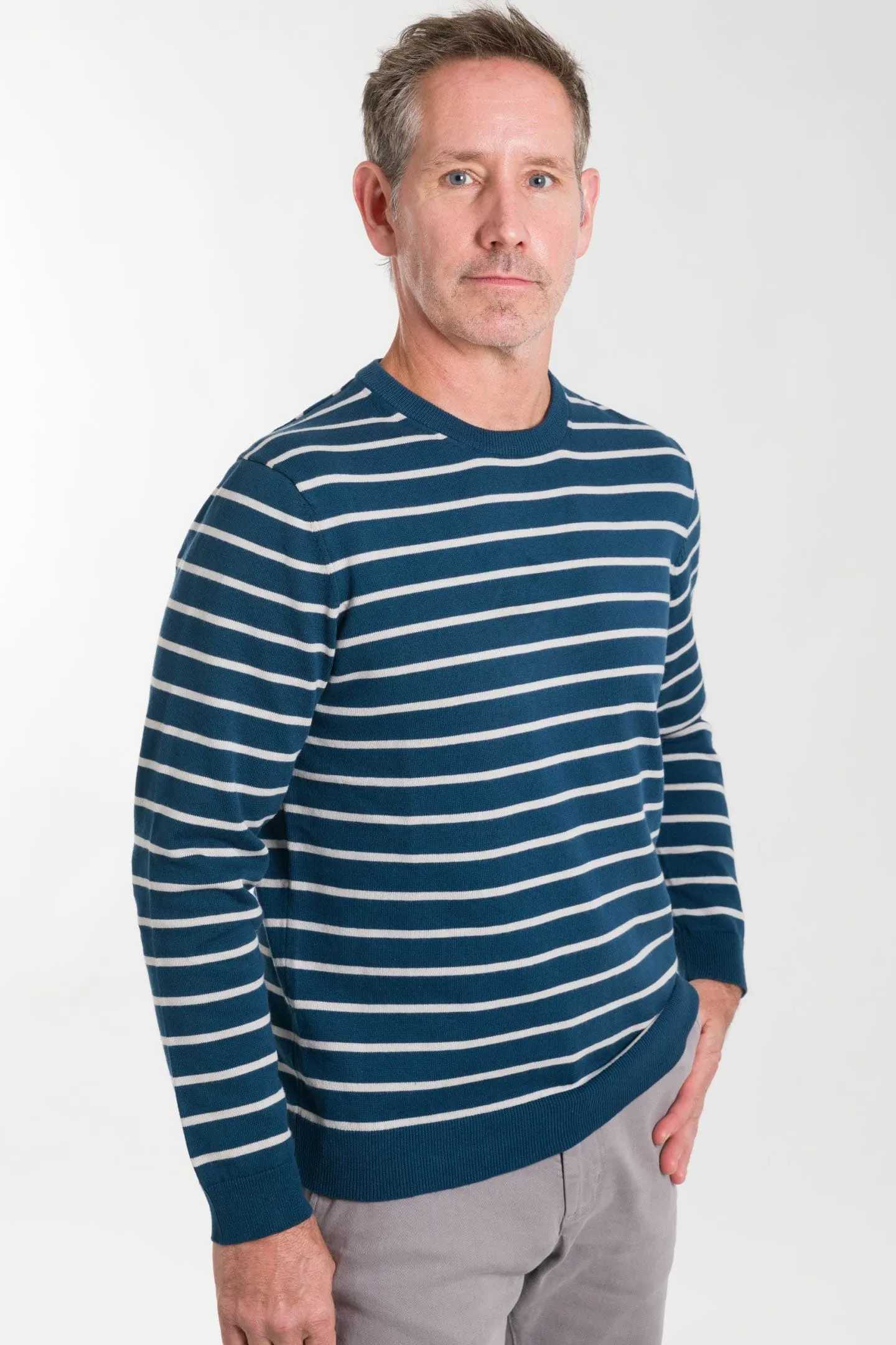 Navy Stripes Cotton Sweater