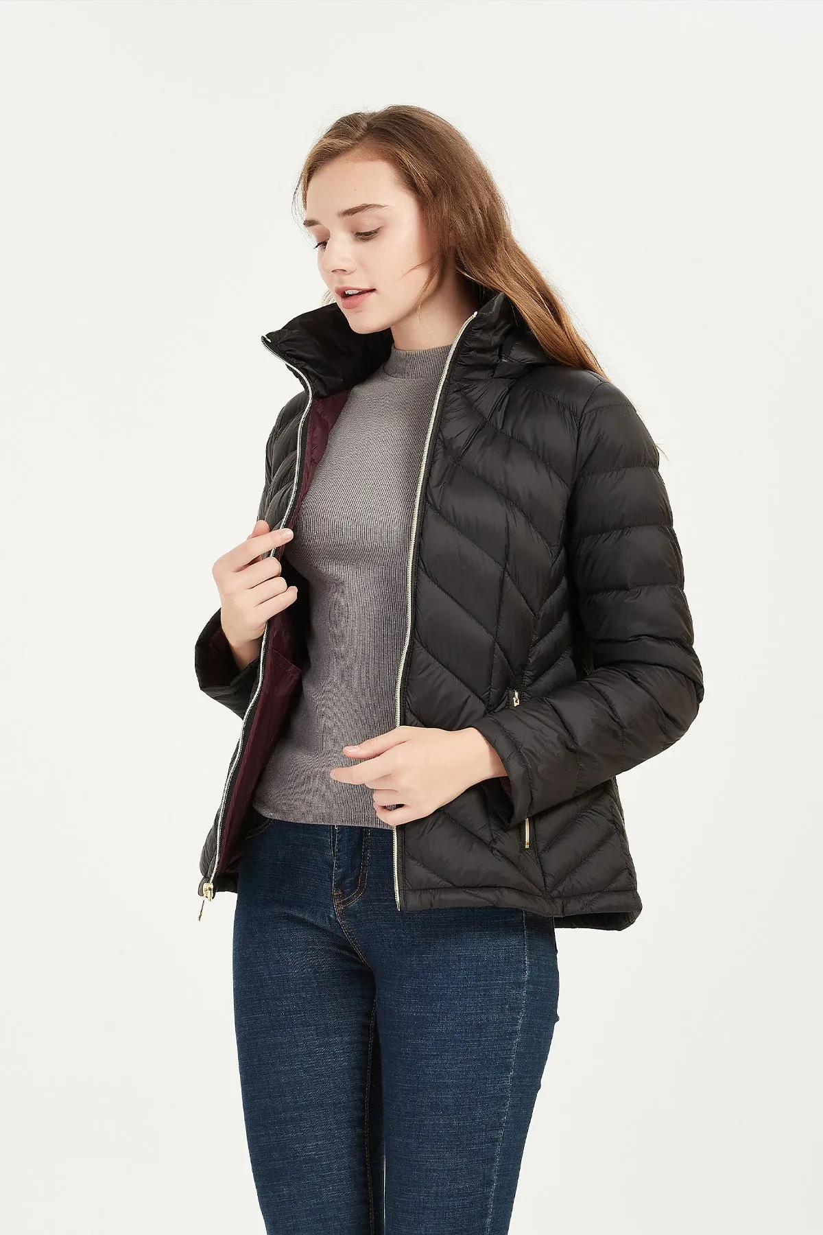 Packable Lightweight Winter Puffer Jacket with hood