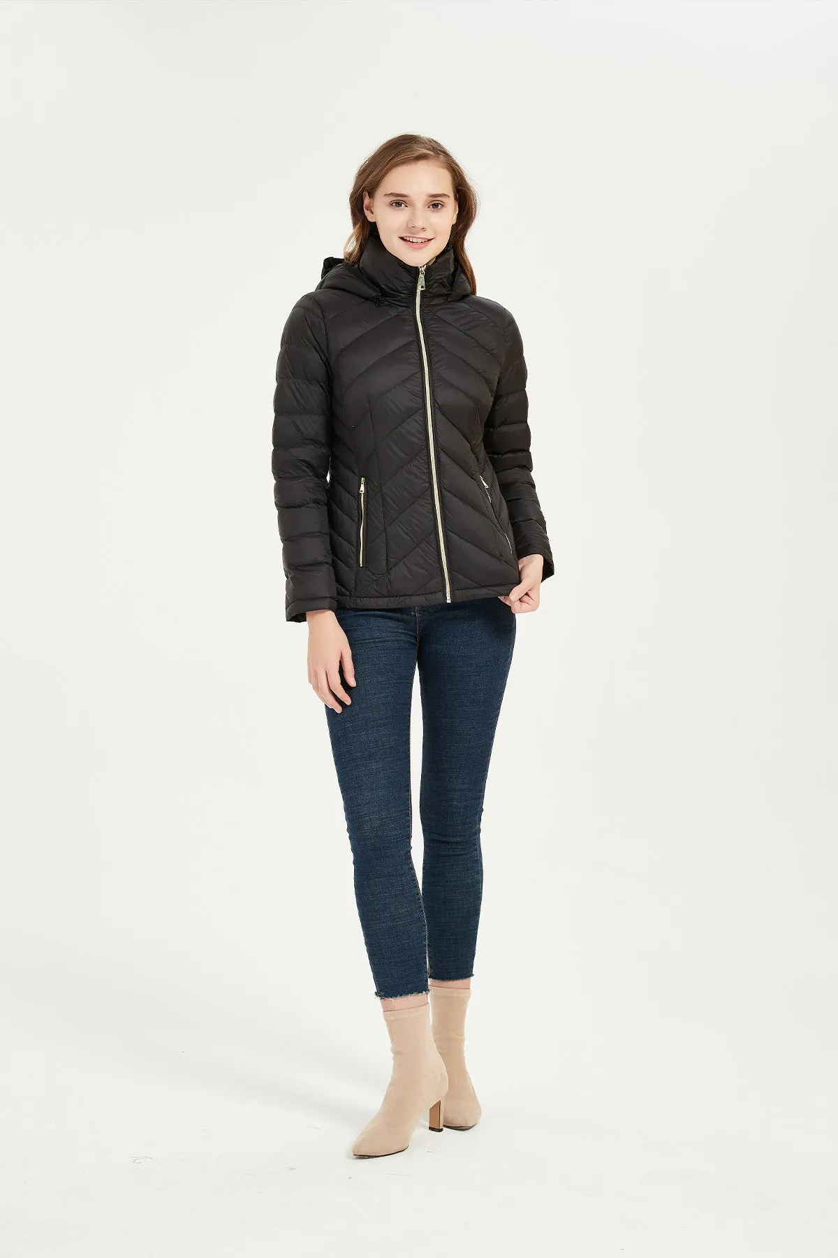 Packable Lightweight Winter Puffer Jacket with hood