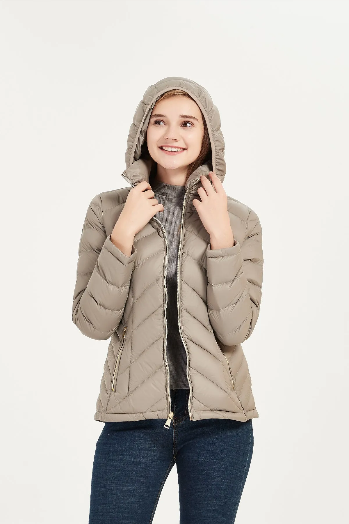 Packable Lightweight Winter Puffer Jacket with hood