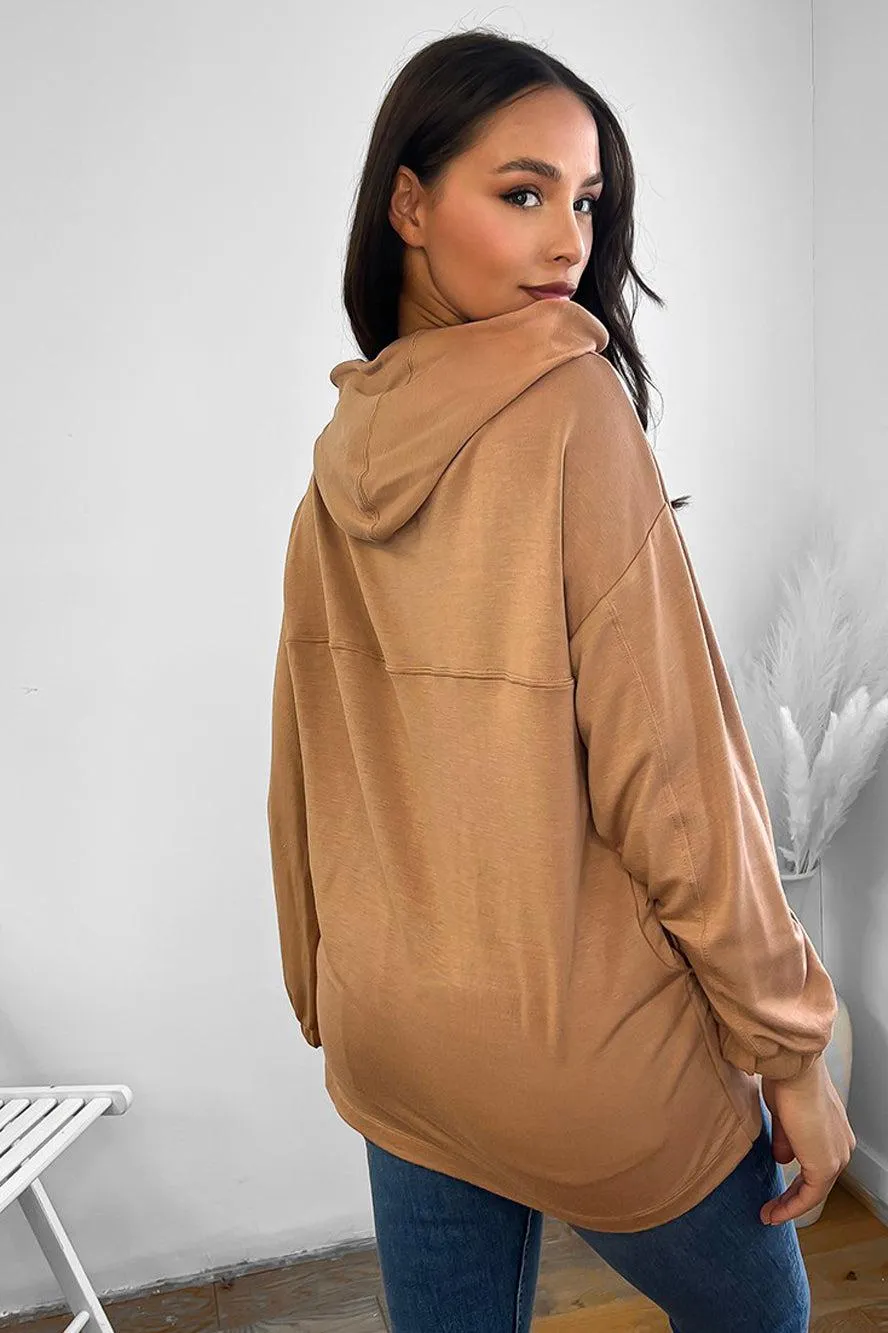 Paneled Detail Elastic Cuffs Hoodie