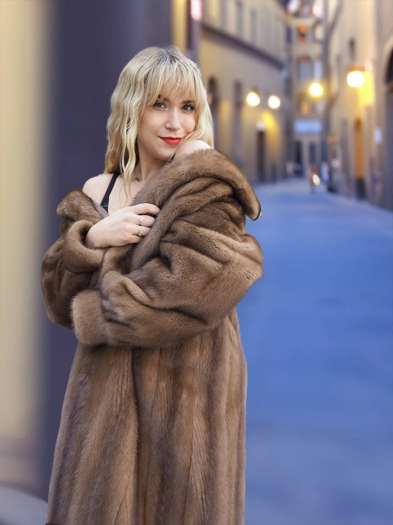 Pastel Autumn Haze Brown Mink Fur Coat Coats L