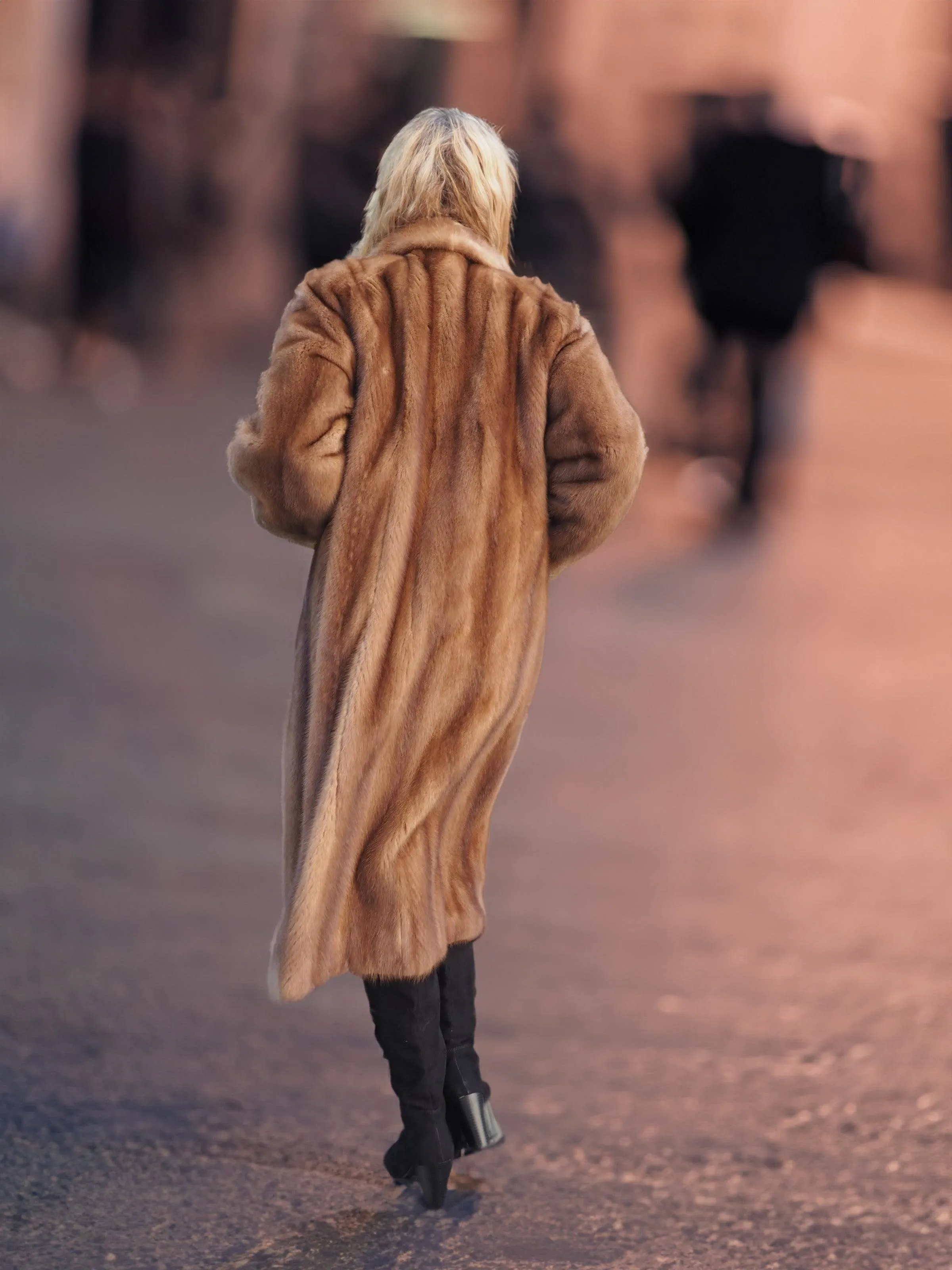 Pastel Autumn Haze Brown Mink Fur Coat Coats L