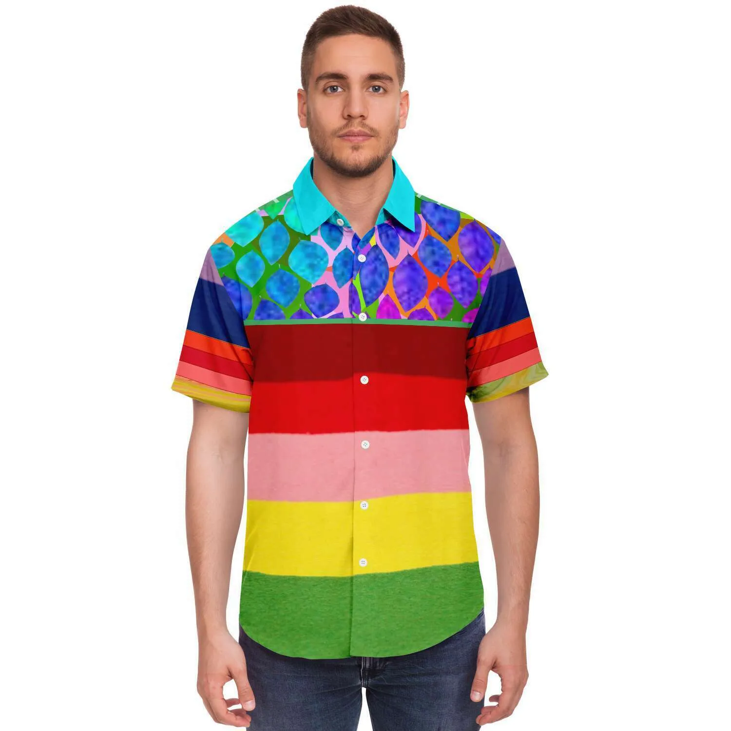 Rainbow-Tastic Short Sleeve Button Down Shirt