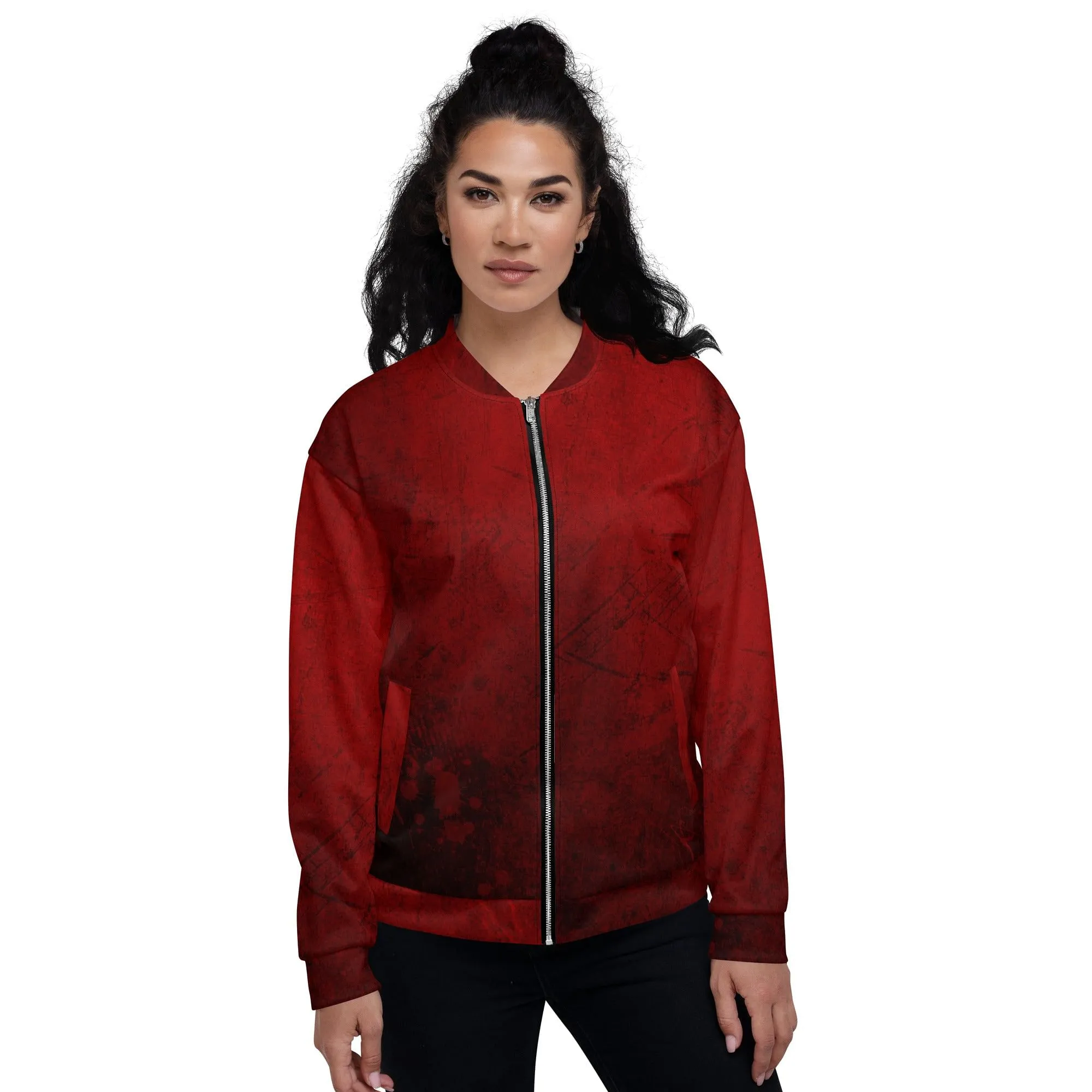 Red Bomber Jacket / Grunge Texture / Vintage Style