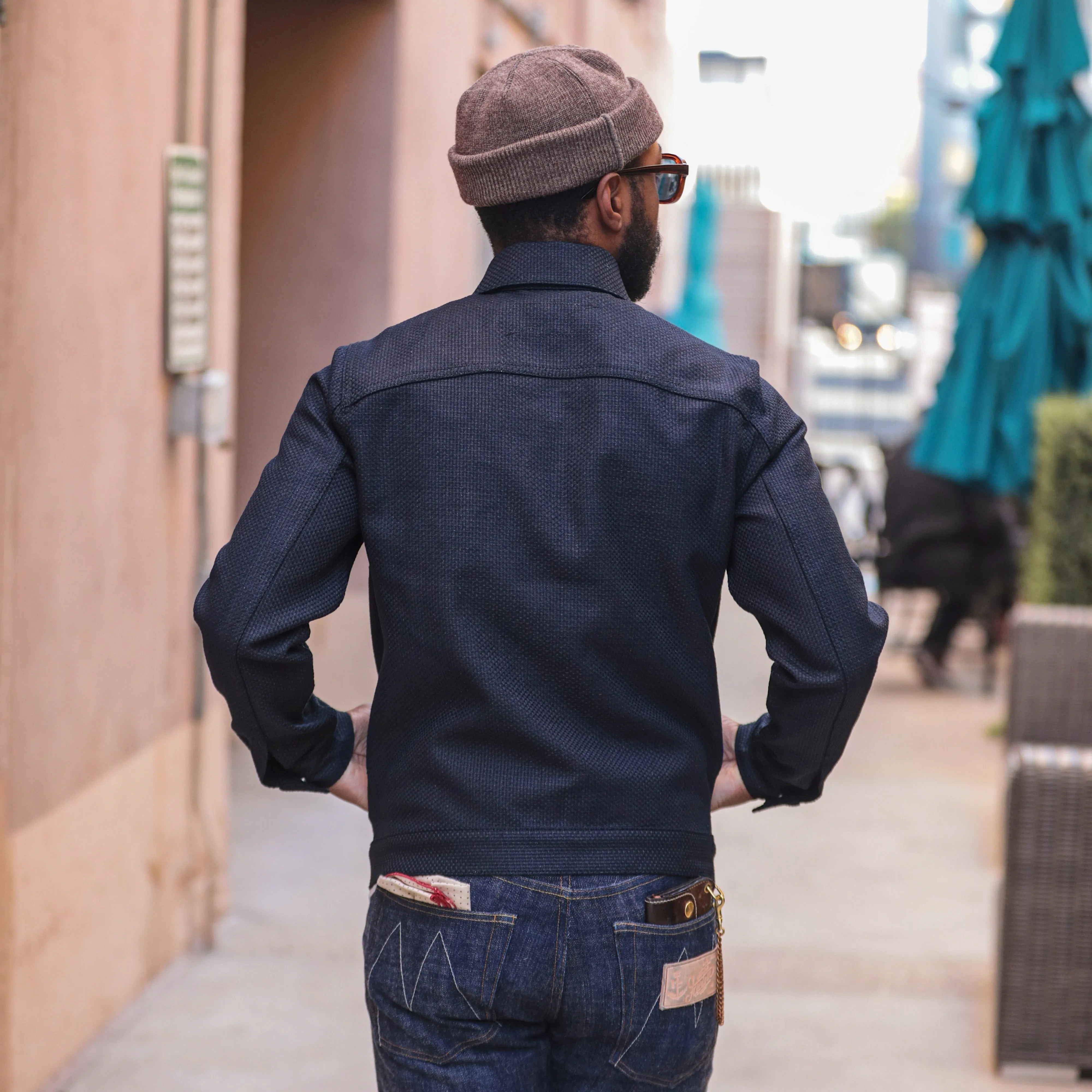 Optimized title: Rogue Territory Indigo Sashiko Cruiser Jacket in Size Small