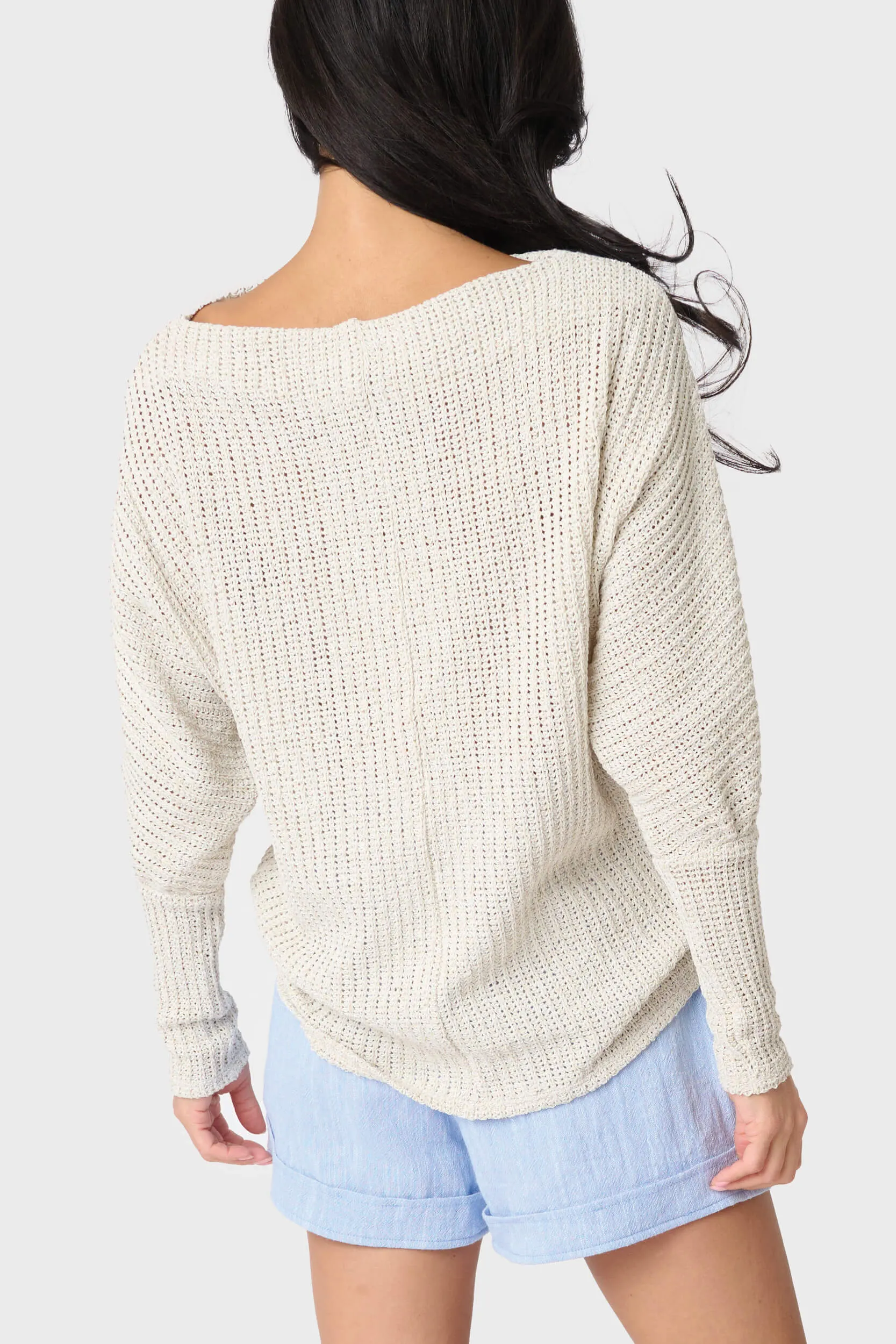 Slouchy Off Shoulder Open Stitch Sweater