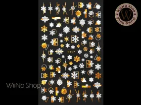 Snowflake Gold Holographic Adhesive Nail Art Sticker - 1 pc (F717-GH)