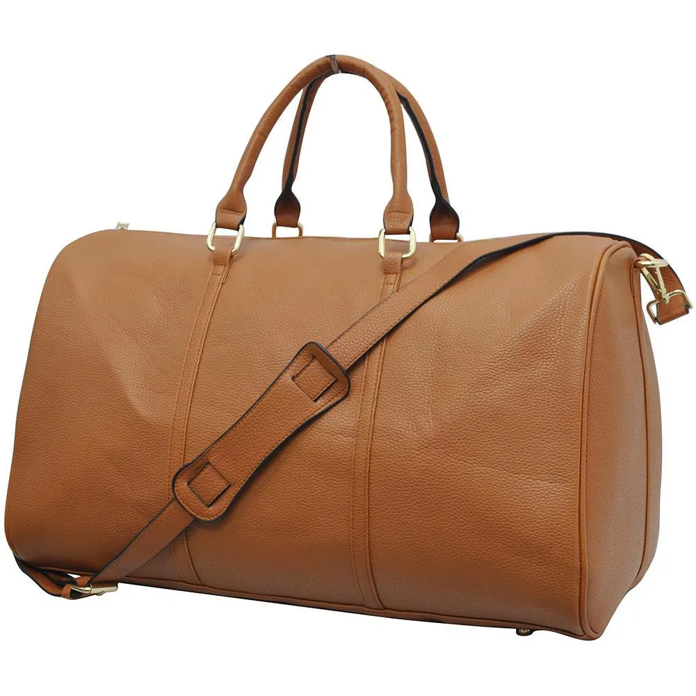 Solid Light Brown NGIL Faux Leather Duffle Bag