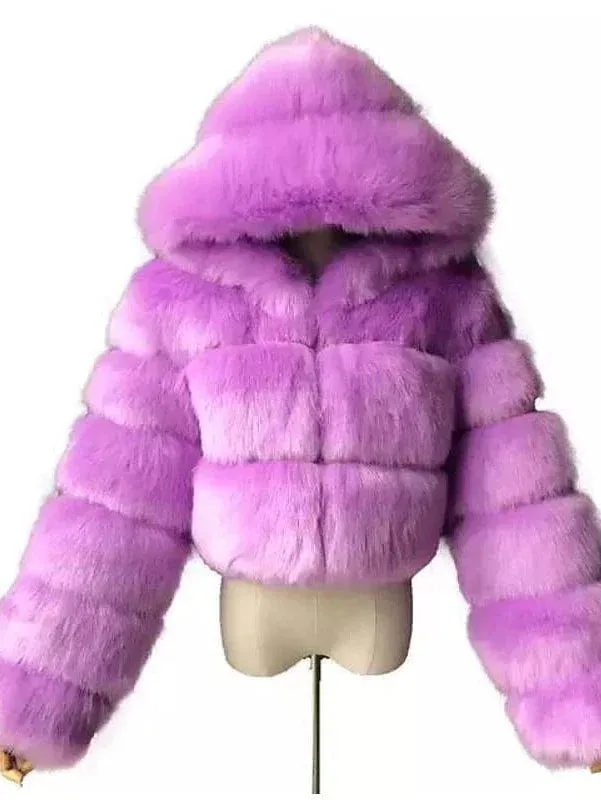 Stay Warm and Stylish in the Chilly Winter Months with Our Women's Faux Fur Hooded Coat