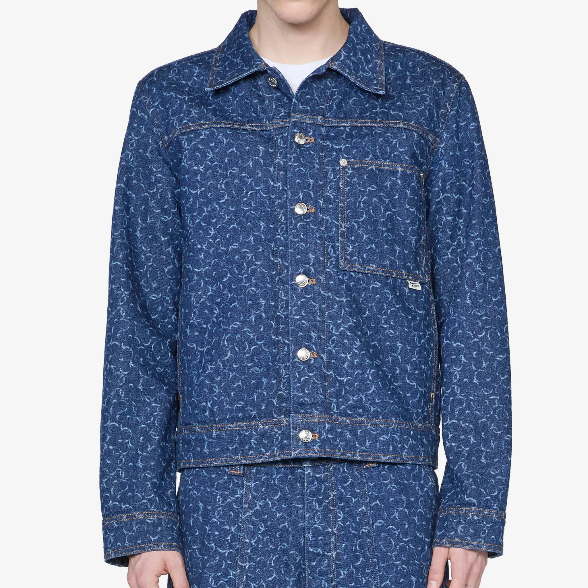 Straight Denim Jacket Laser Print