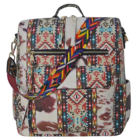 Tribal Cow Faux Leather NGIL Shoulder Backpack