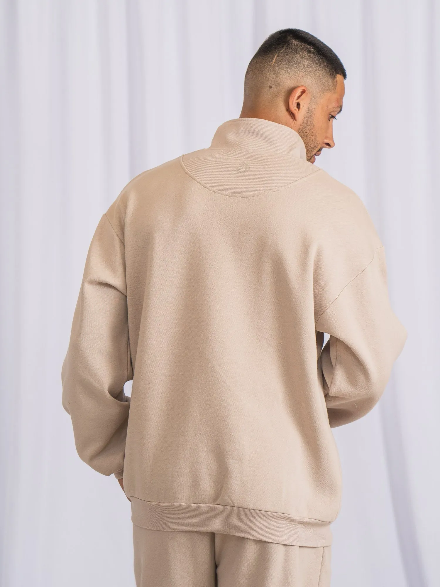 Unisex Half Zip Jumper - Sand