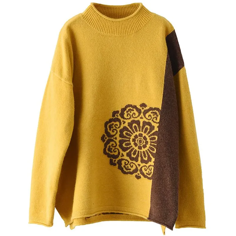 Winter Retro Flower Knitted Sweater Jumper