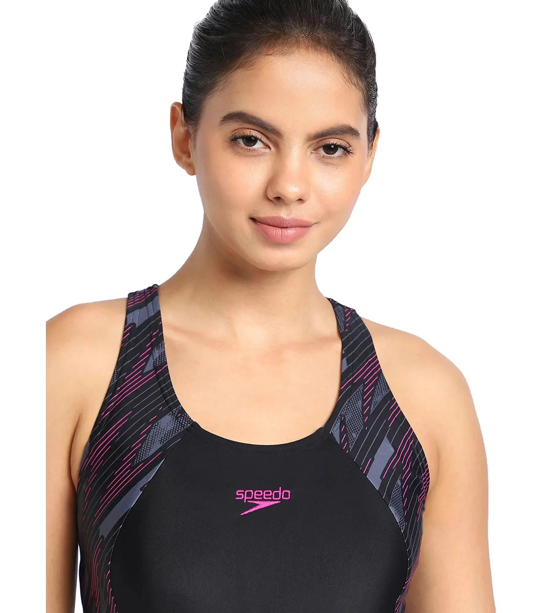 Women's Endurance Hyperboom Splice Racerback One Piece Swimwear - Black & Electric Pink