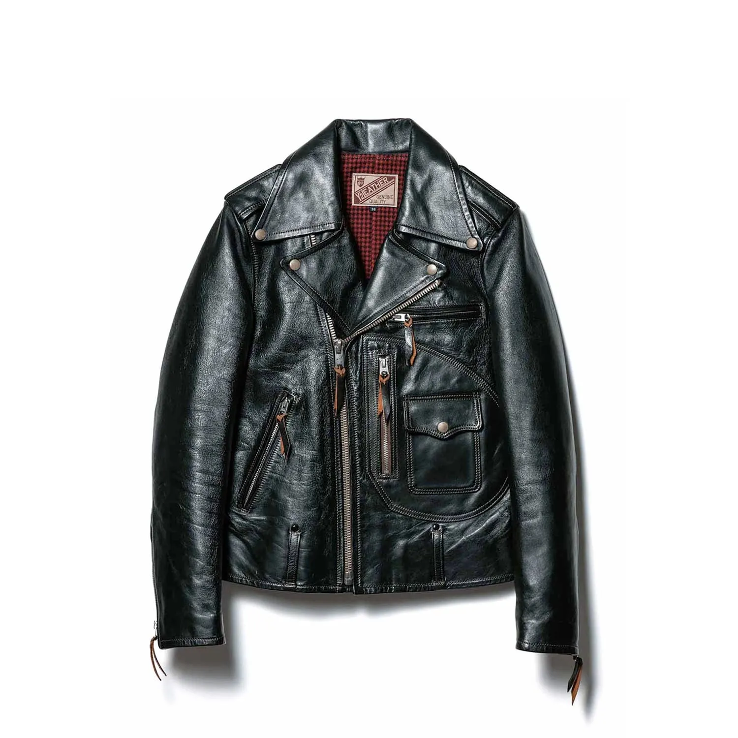 Sure, a modified and optimized title for this e-commerce product in English could be: Top-Quality Y2 Leather HR-55 Double Rider Jacket in Horsehide – D-Pocket Design.