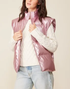 Zia Metallic Zip Up Puffer Vest